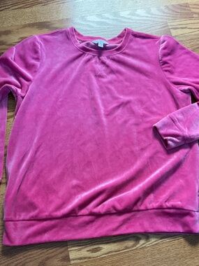Time & Tru Pink Velour Long Sleeve Sweatshirt Size M (8~10)